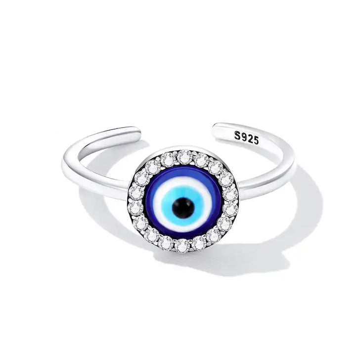 925 Sterling Silver Serene Eye Adjustable Women's Ring (SS)