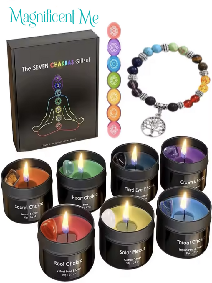 Chakra Candles with Premium Crystal and Healing Stones