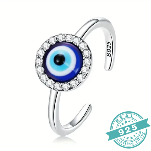 925 Sterling Silver Serene Eye Adjustable Women's Ring (SS)