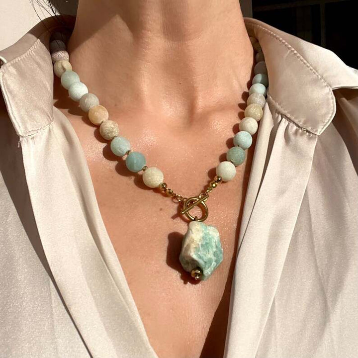 Tranquil Tides - Handcrafted Healing Amazonite Choker Necklace