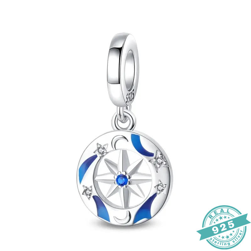 925 Sterling Silver With White & Blue Zircon Charms Collection (SS)