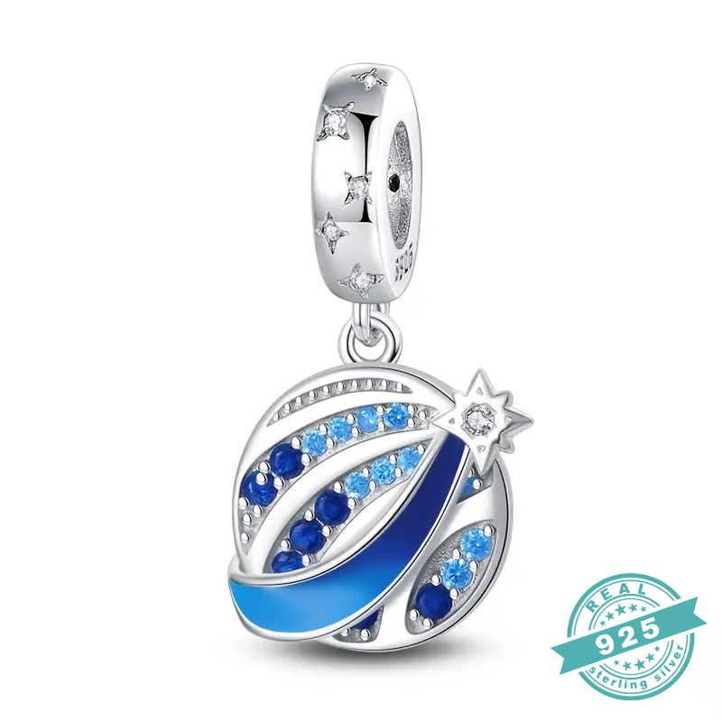 925 Sterling Silver With White & Blue Zircon Charms Collection (SS)