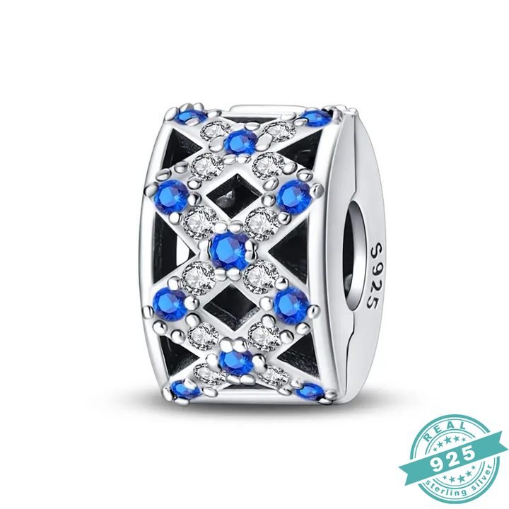 925 Sterling Silver With White & Blue Zircon Charms Collection (SS)