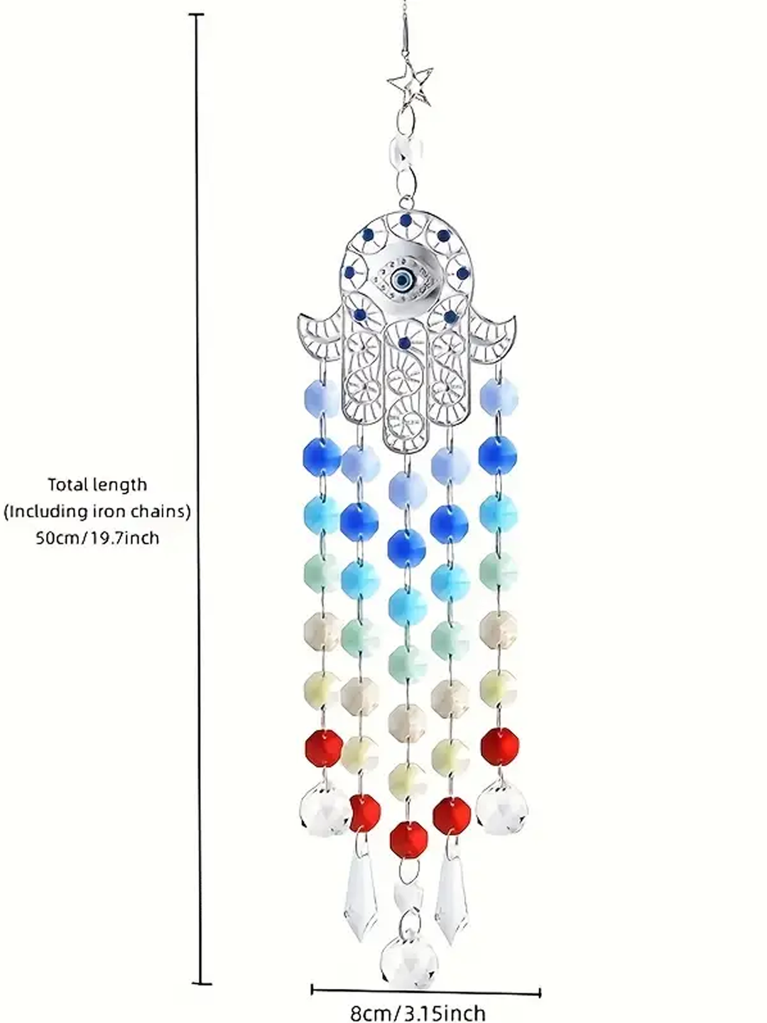 Serenity Prism - Blue Hamsa Hand Crystal Sun Catcher