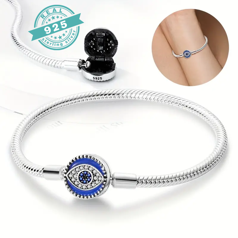 Azure Watchful Eye 925 Sterling Silver Bracelet (SS)