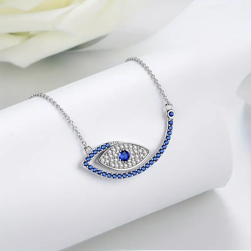 Sapphire Serenity Sterling Silver Evil Eye Necklace (SS)