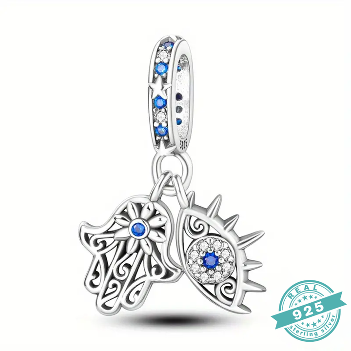 925 Sterling Silver With White & Blue Zircon Charms Collection (SS)