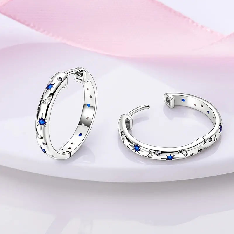 Celestial Sterling Silver Hoop Earrings (SS)