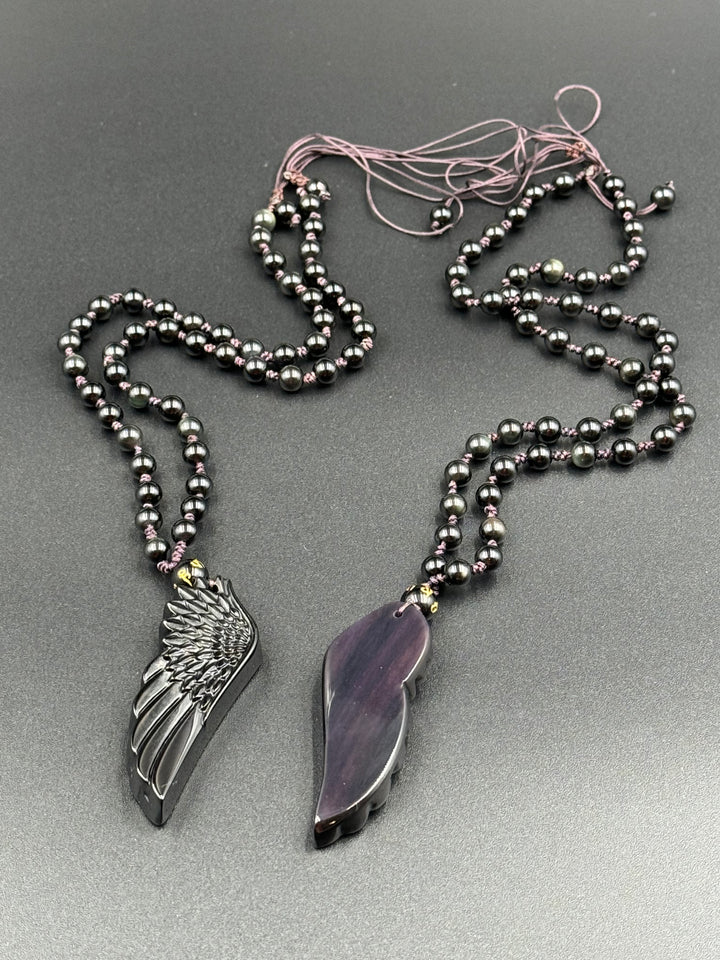 Black Obsidian Angel Wing Necklace