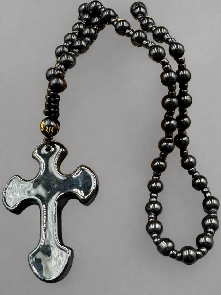 Faith and Strength - Black Obsidian Cross Necklace