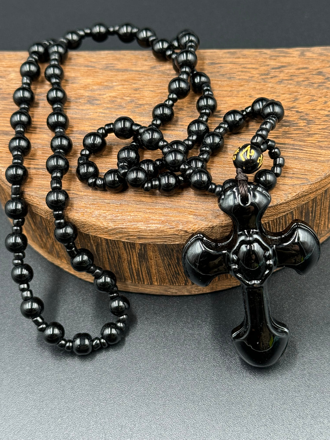 Faith and Strength - Black Obsidian Cross Necklace