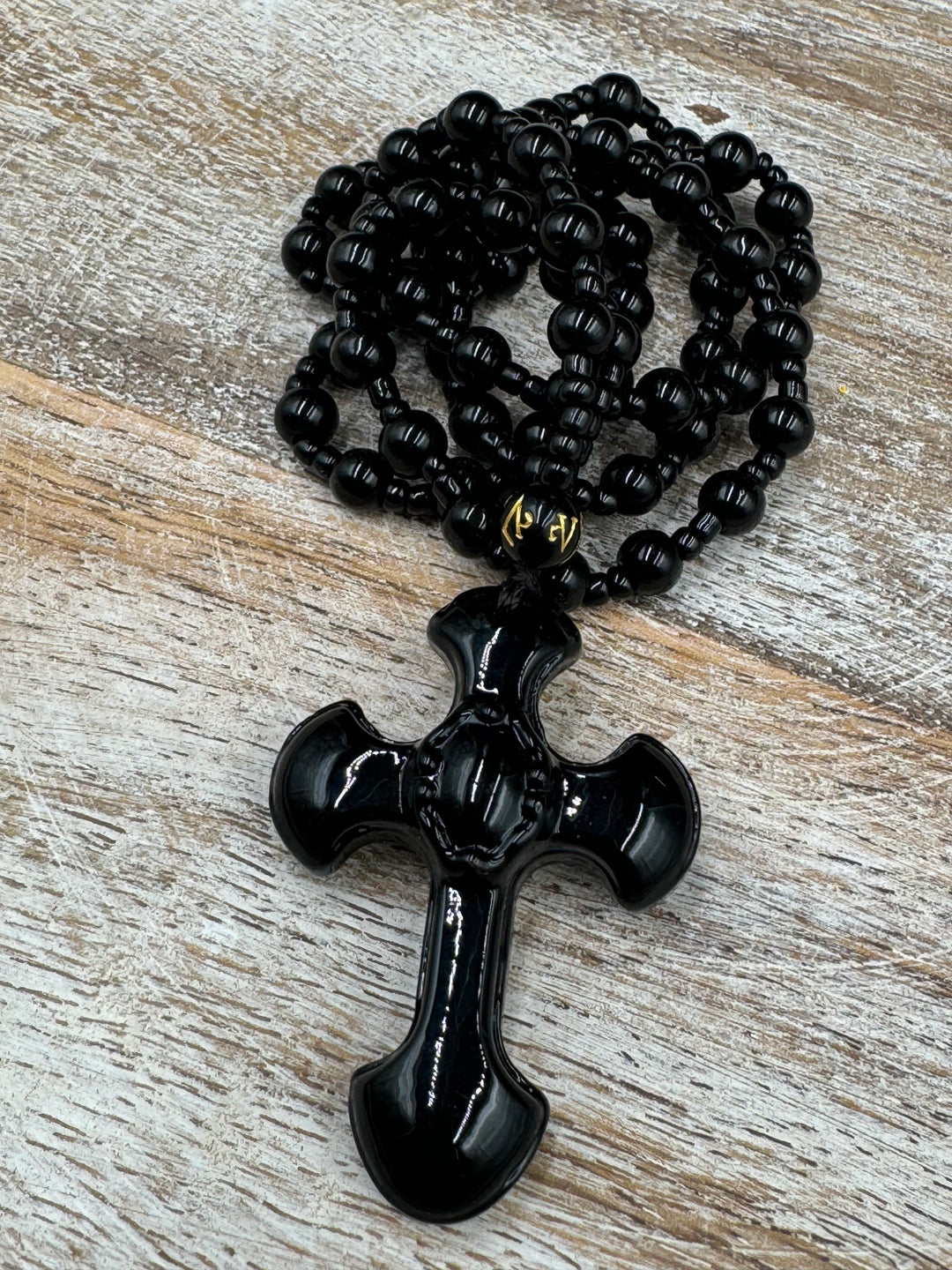 Faith and Strength - Black Obsidian Cross Necklace