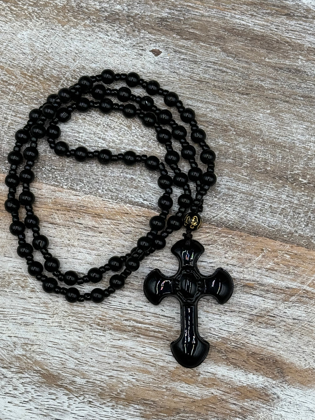 Faith and Strength - Black Obsidian Cross Necklace