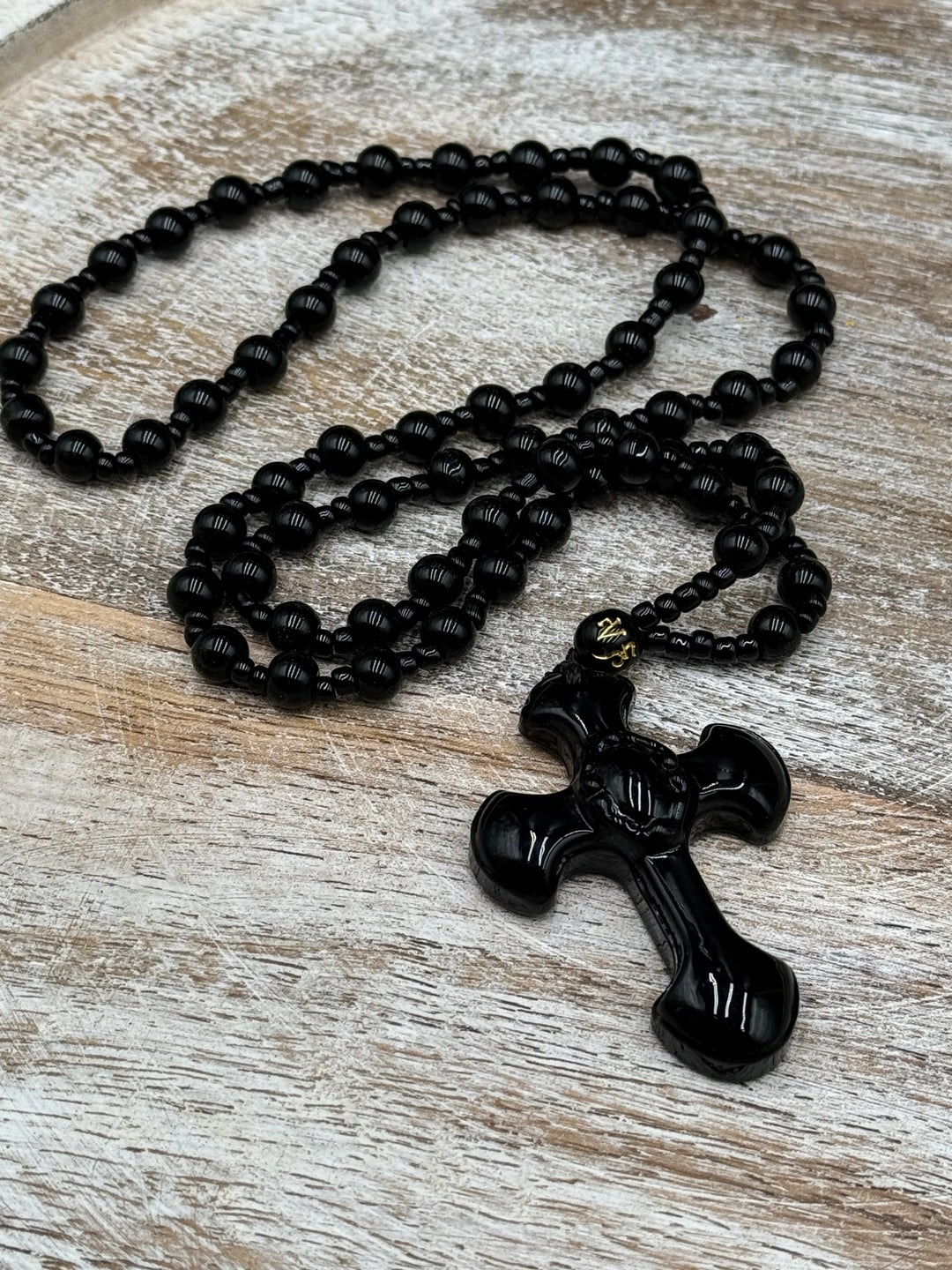 Faith and Strength - Black Obsidian Cross Necklace