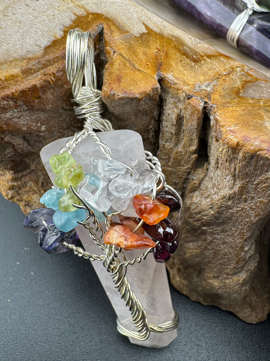 Serenity's Spectrum - 7 Chakra Tree of Life Hexagonal Pendant