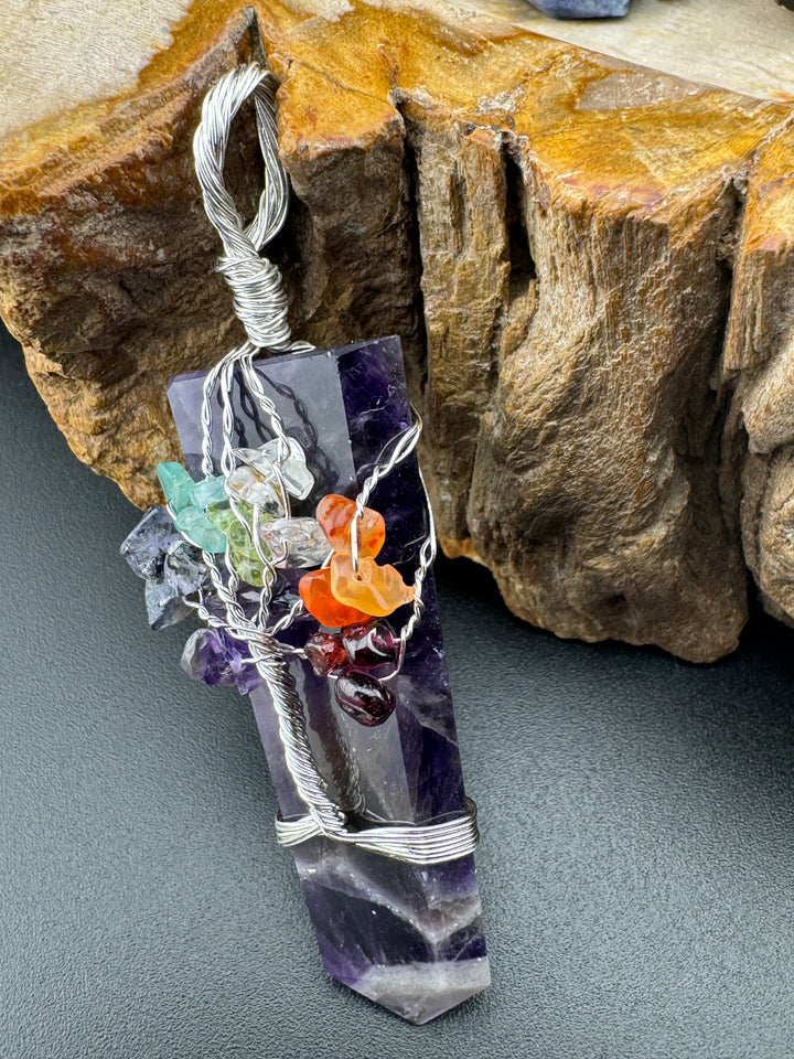 Serenity's Spectrum - 7 Chakra Tree of Life Hexagonal Pendant