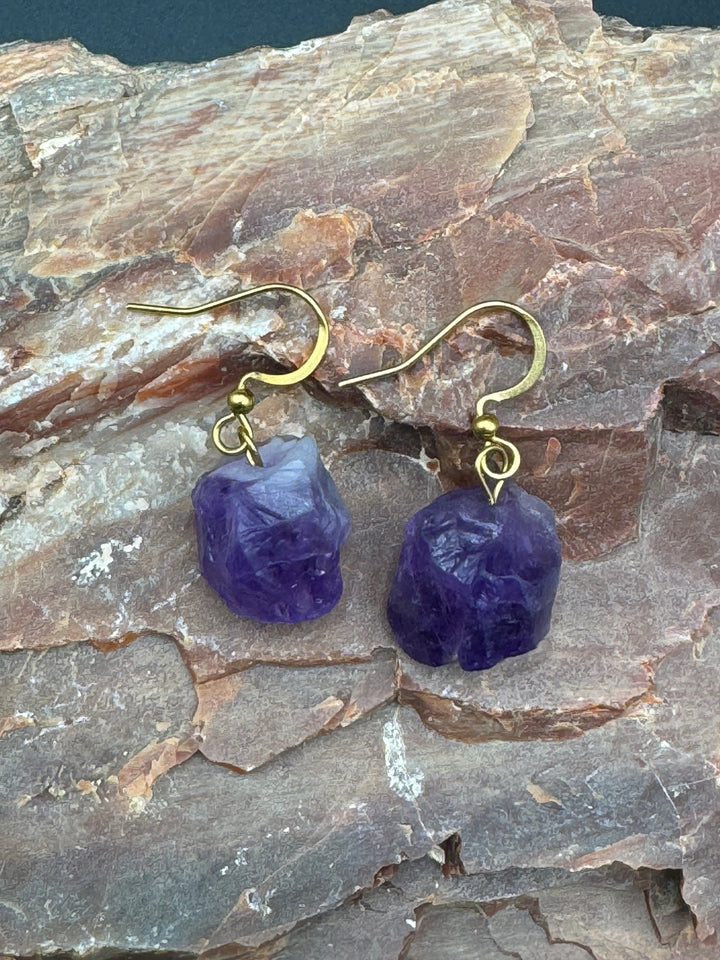 Radiant Harmony Raw Amethyst Earrings