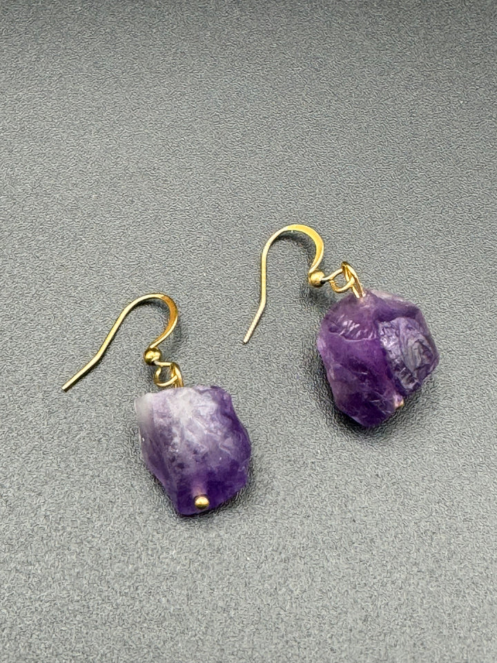 Radiant Harmony Raw Amethyst Earrings