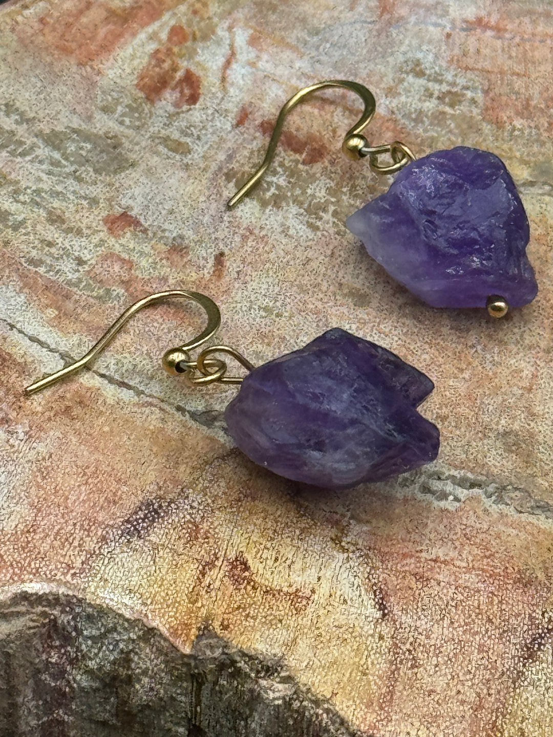 Radiant Harmony Raw Amethyst Earrings