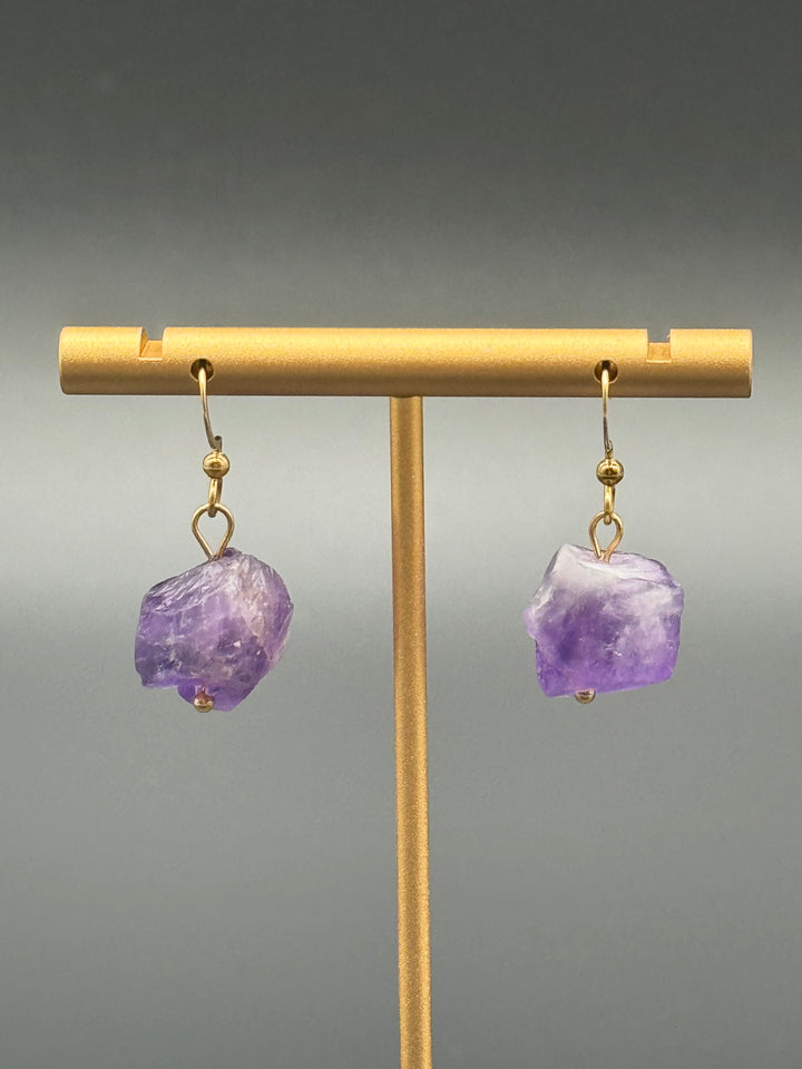 Radiant Harmony Raw Amethyst Earrings