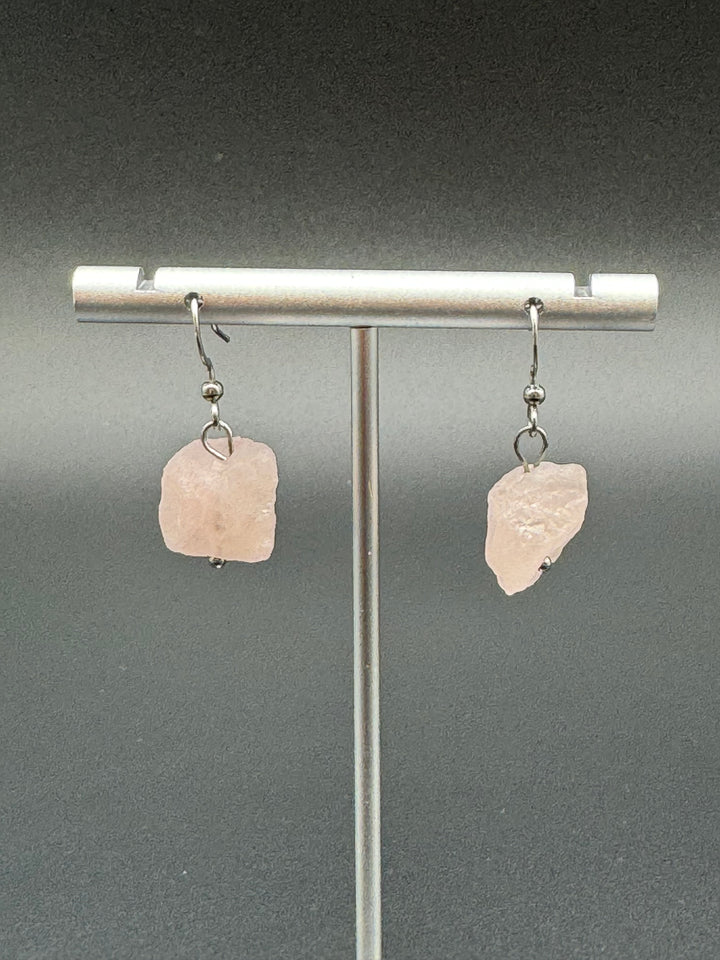 Radiant Harmony Raw Pink Quartz Earrings