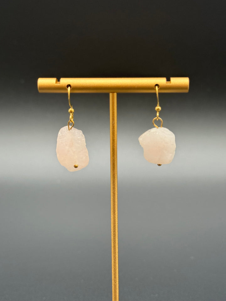 Radiant Harmony Raw Pink Quartz Earrings