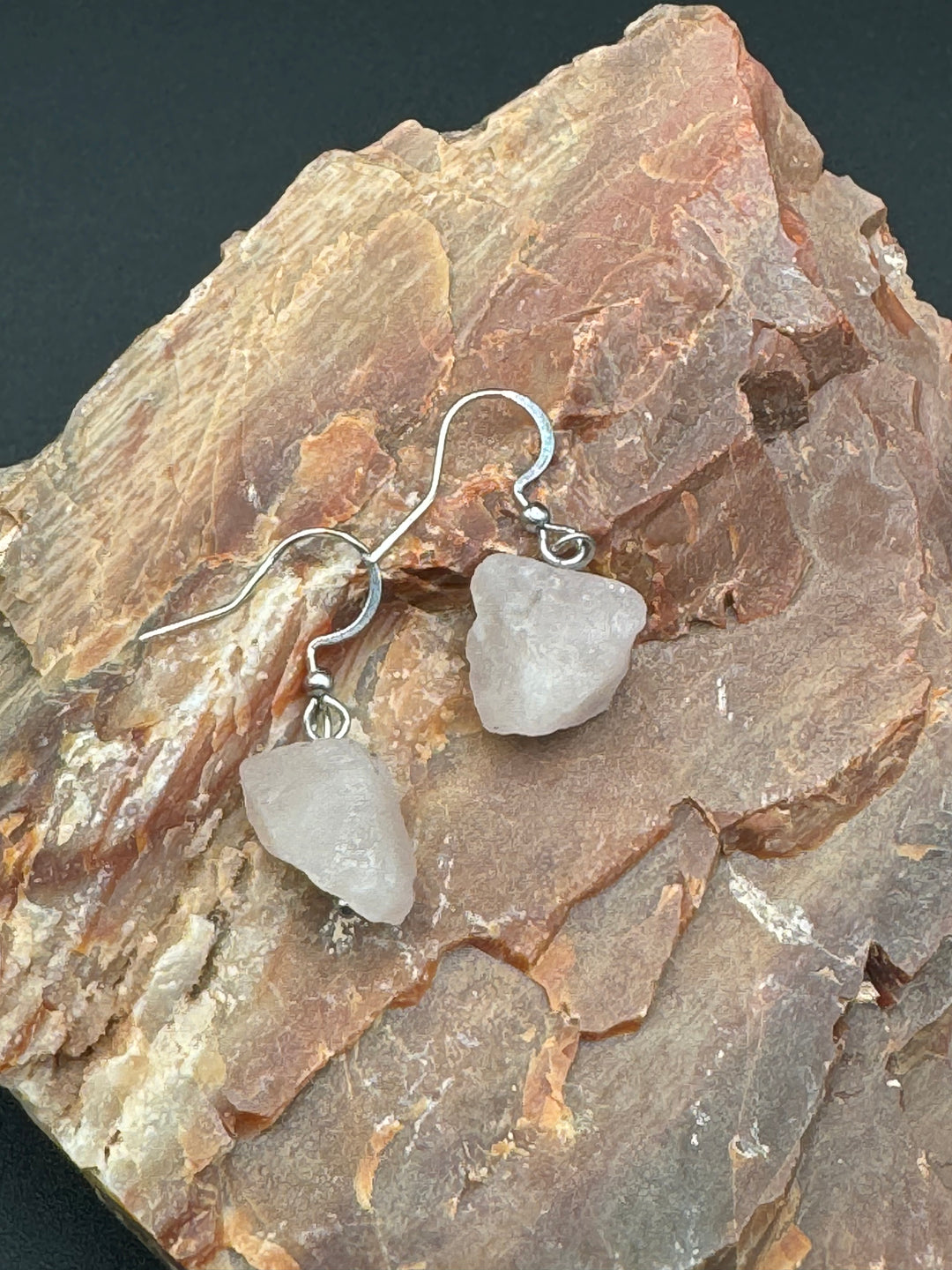 Radiant Harmony Raw Pink Quartz Earrings