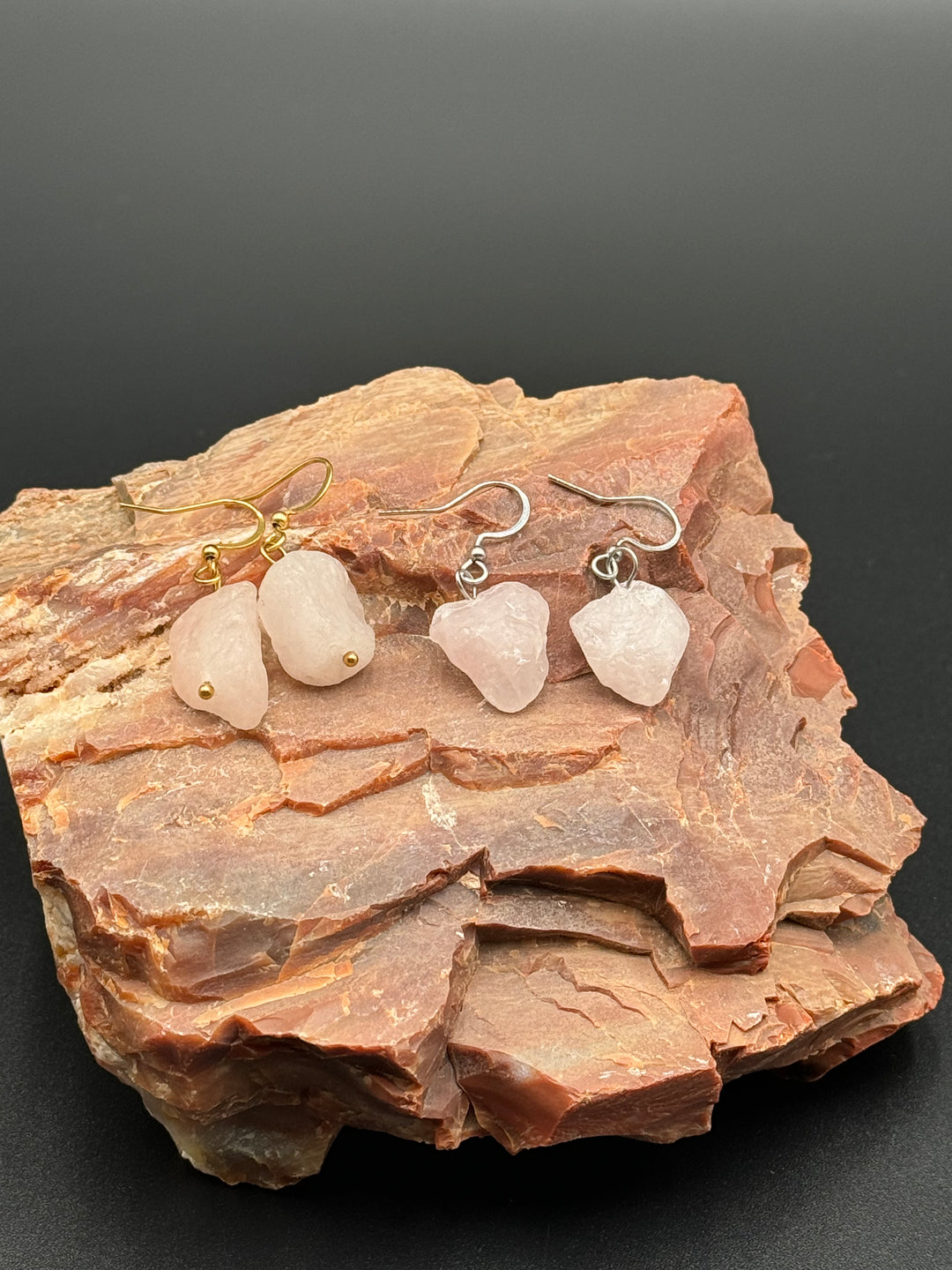 Radiant Harmony Raw Pink Quartz Earrings