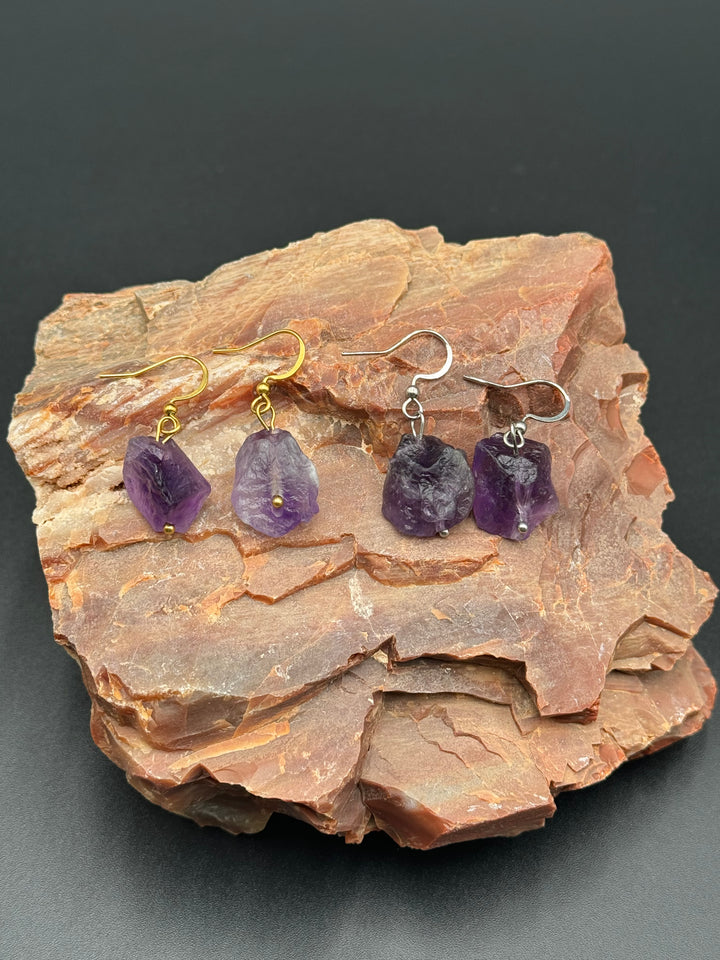 Radiant Harmony Raw Amethyst Earrings