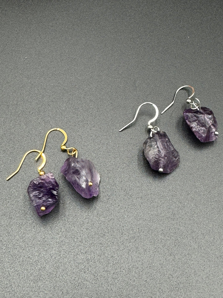 Radiant Harmony Raw Amethyst Earrings