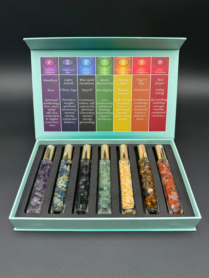 Chakra Balance - Seven Crystal Infused Roll-On Essential Oil Set (7 chakras)