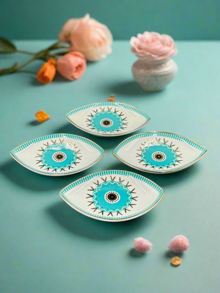 Harmonious Turquoise Eye Ceramic Jewelry Tray