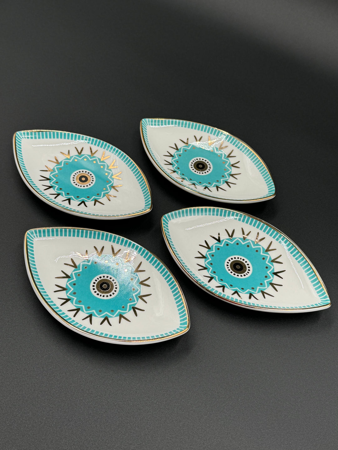 Harmonious Turquoise Eye Ceramic Jewelry Tray