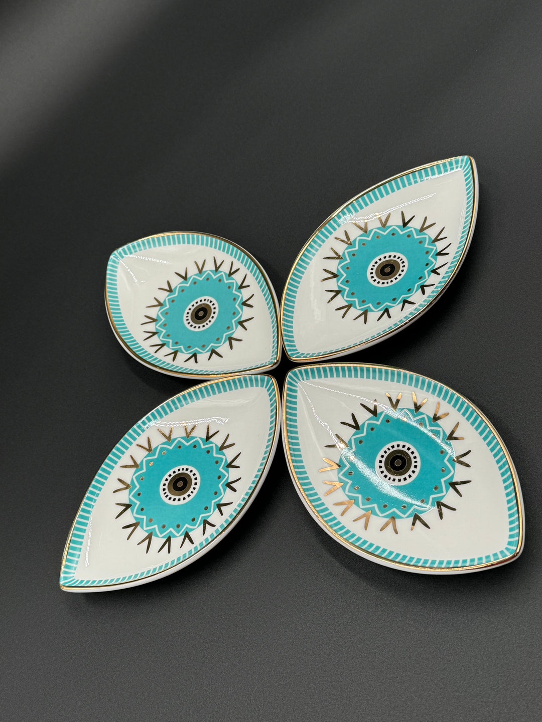 Harmonious Turquoise Eye Ceramic Jewelry Tray