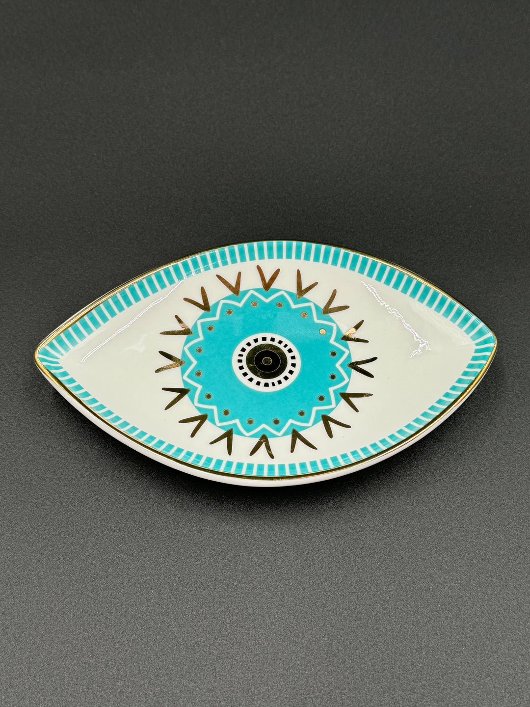 Harmonious Turquoise Eye Ceramic Jewelry Tray