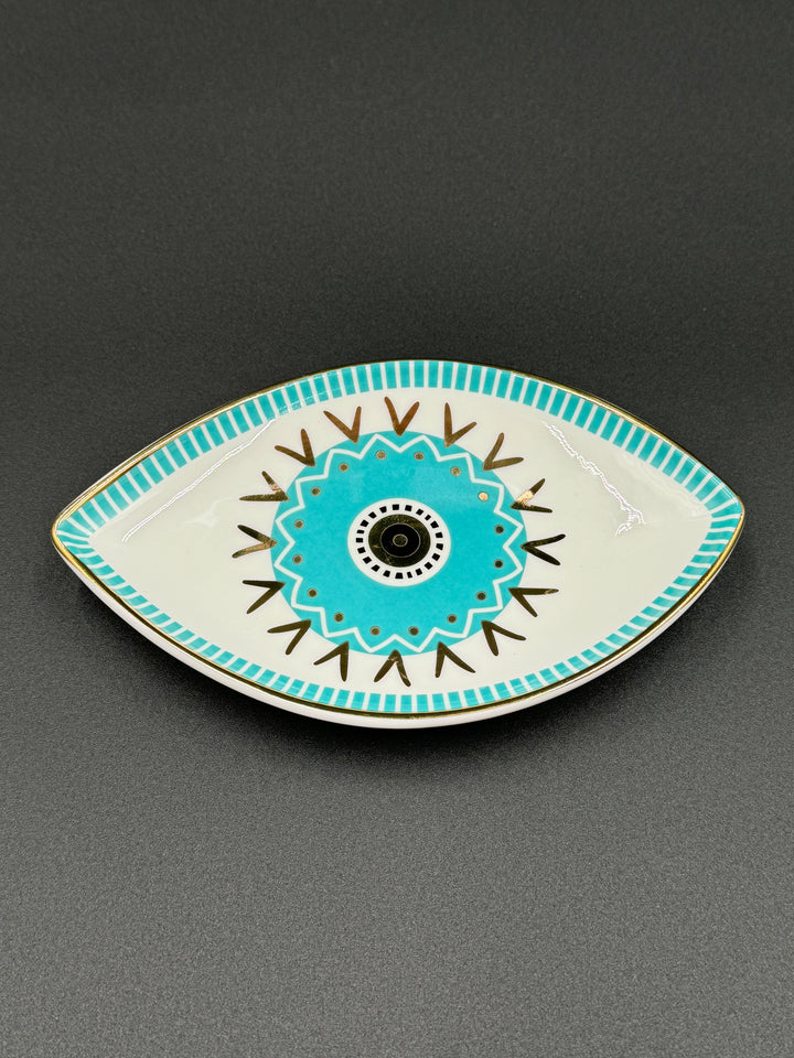 Harmonious Turquoise Eye Ceramic Jewelry Tray