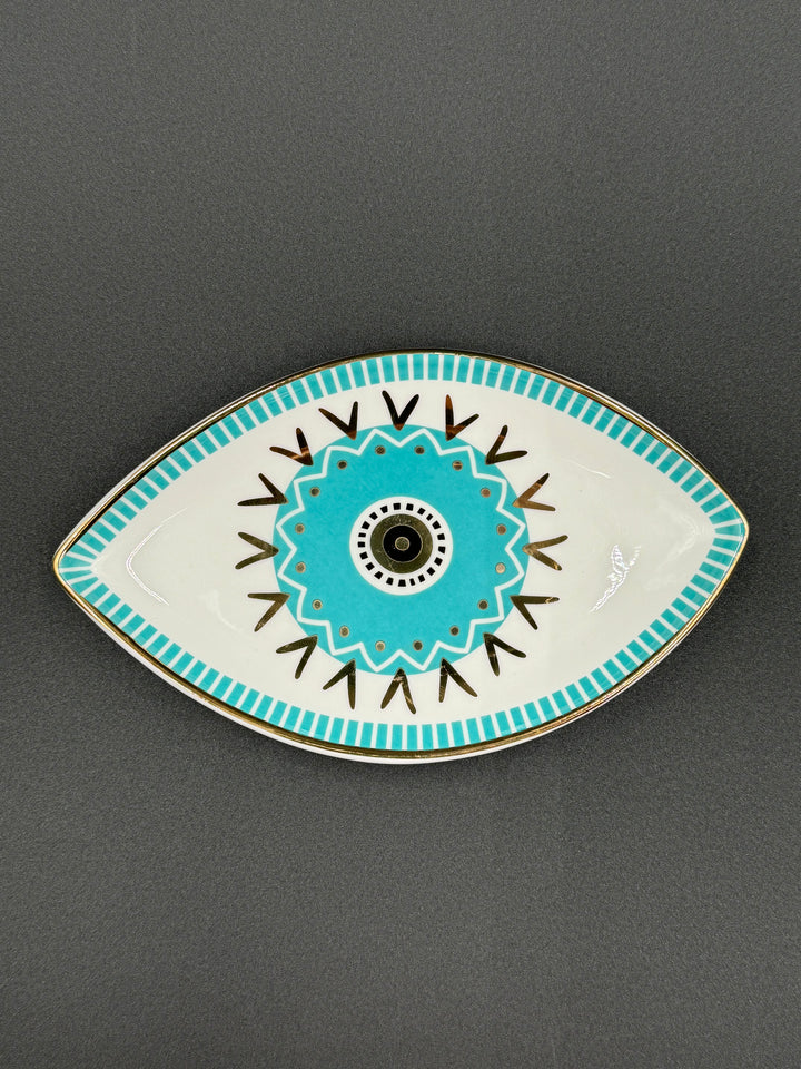 Harmonious Turquoise Eye Ceramic Jewelry Tray