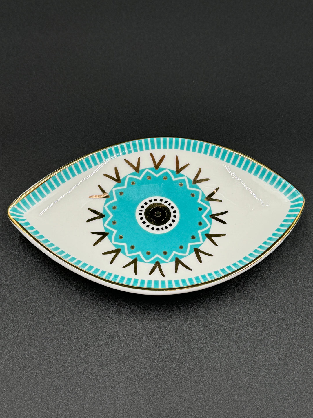 Harmonious Turquoise Eye Ceramic Jewelry Tray