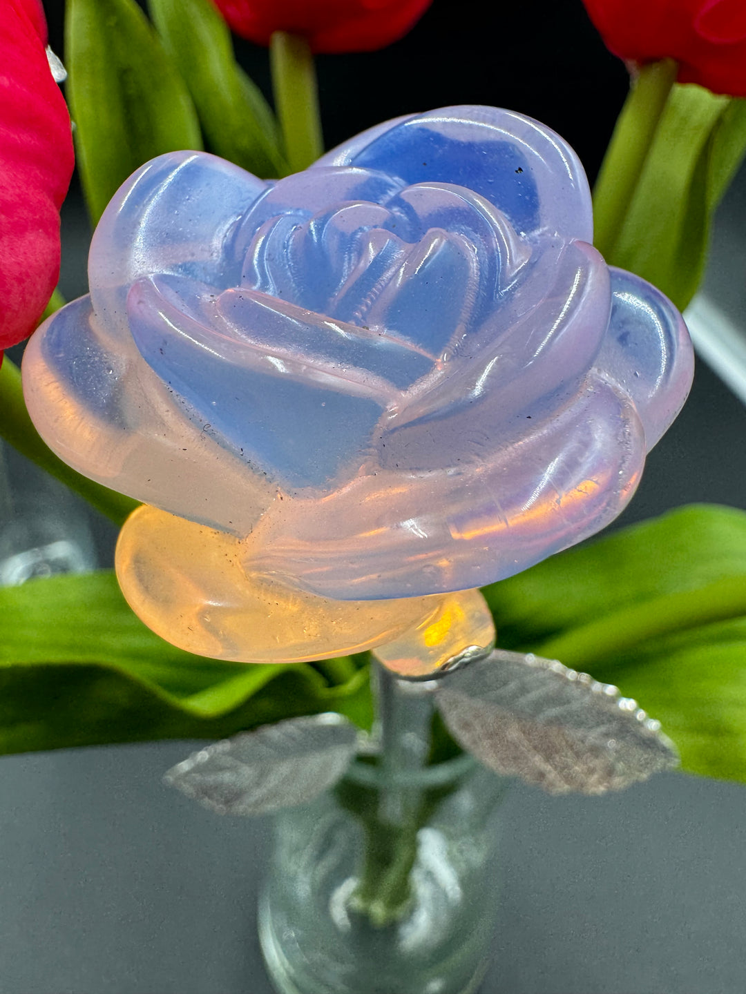 Opalite Carved Rose - Radiant Healing and Beauty