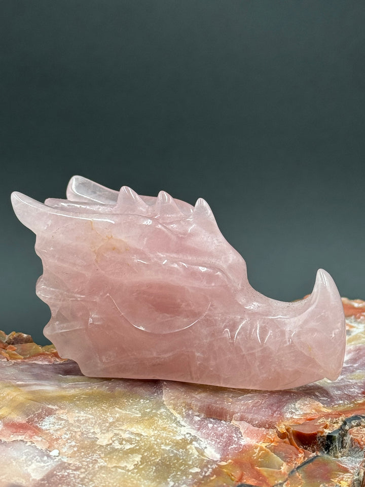 Self-Love and Compassion - Rose Quartz Carved Dragon Head