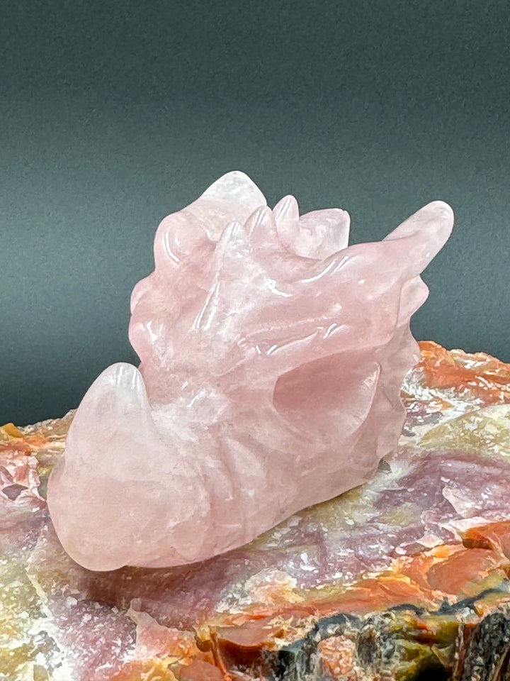 Self-Love and Compassion - Rose Quartz Carved Dragon Head