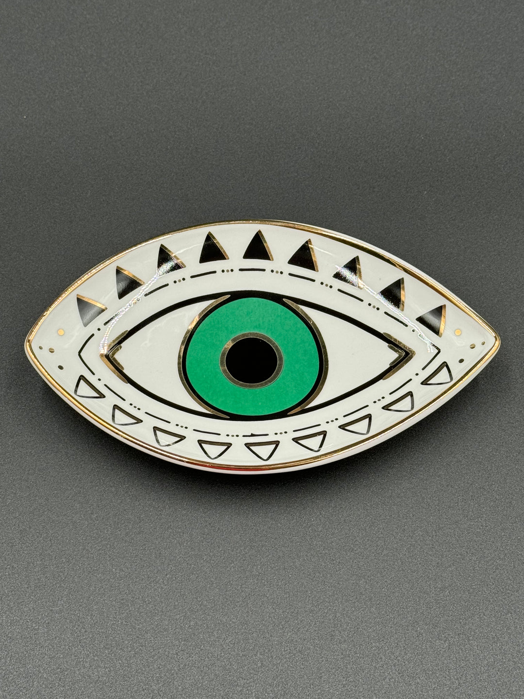 Emerald Eye Guardian Ceramic Jewelry Tray