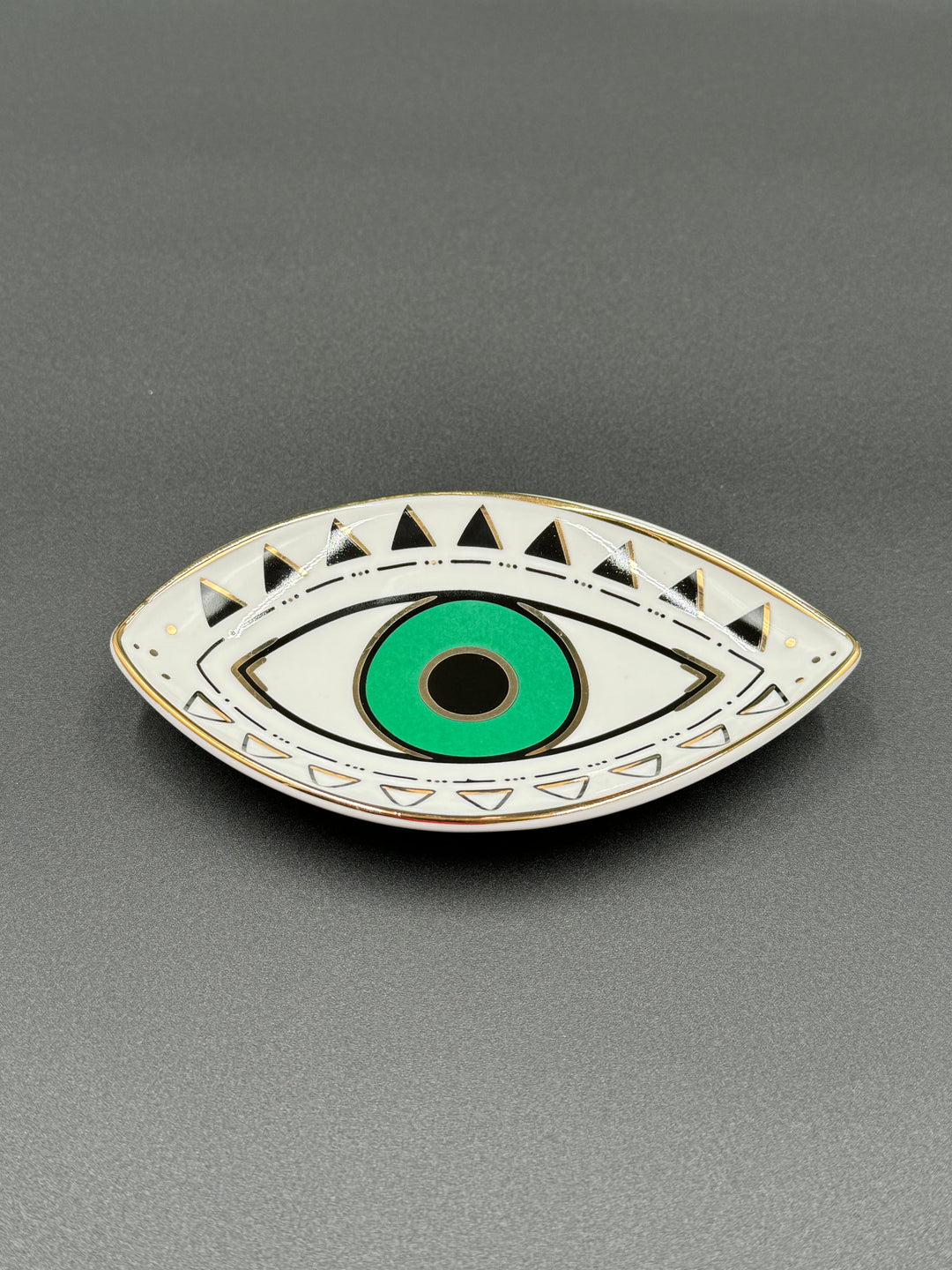 Emerald Eye Guardian Ceramic Jewelry Tray