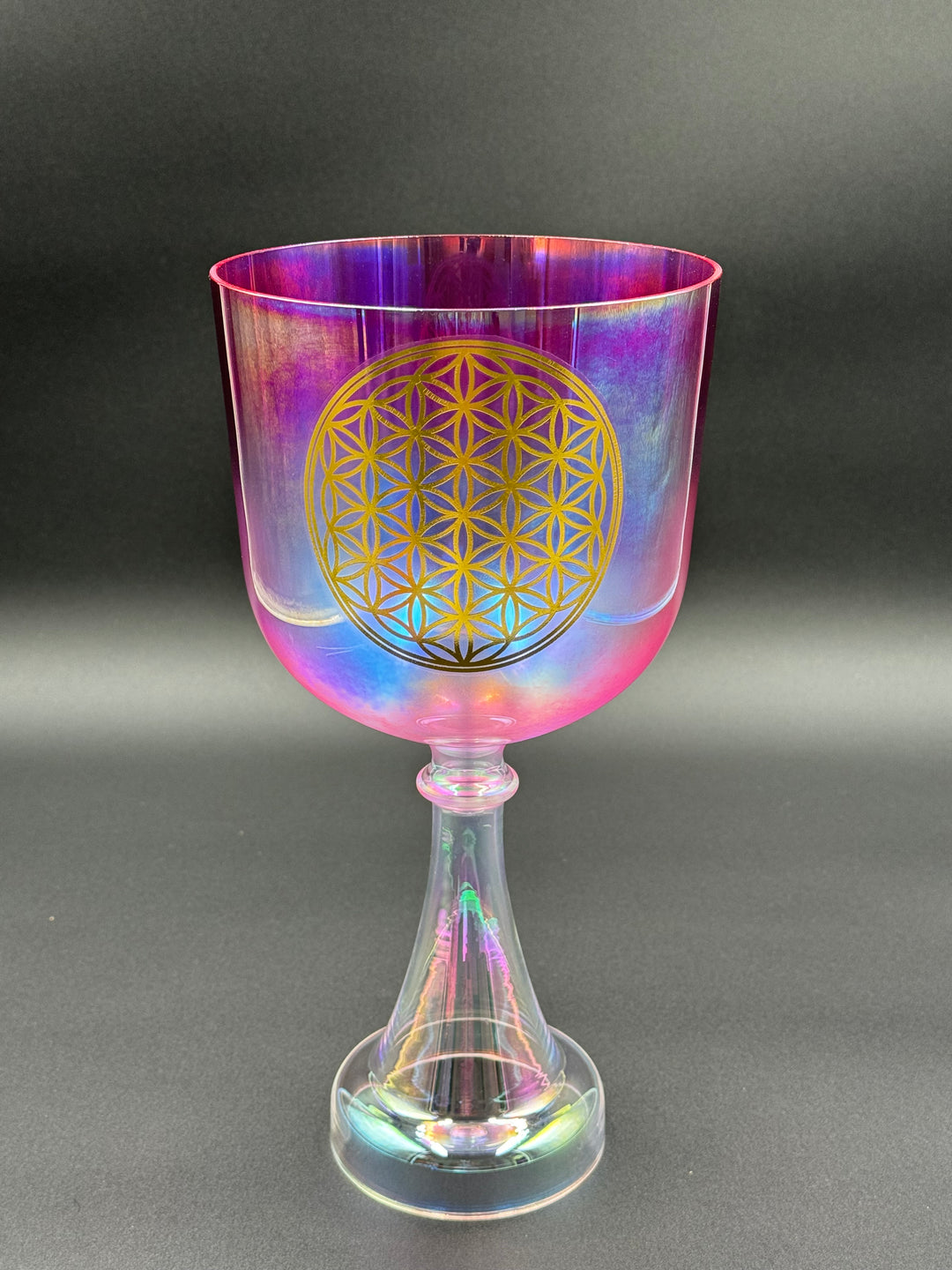 6" Fancy Pink Flower of Life 440 Hz Crystal Singing Chalice (F)