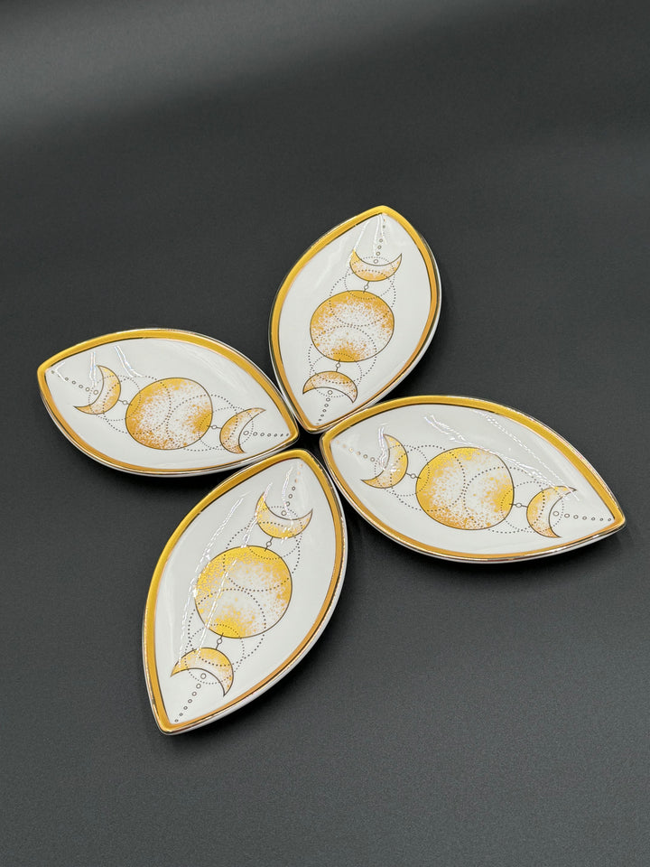 Golden Lunar Orbit Ceramic Jewelry Tray