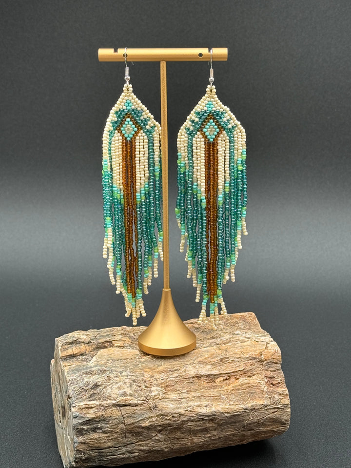 Handmade Bohemian Glass Beads Tassel Earrings - Geometry