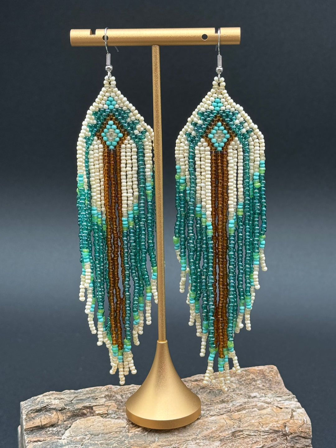 Handmade Bohemian Glass Beads Tassel Earrings - Geometry