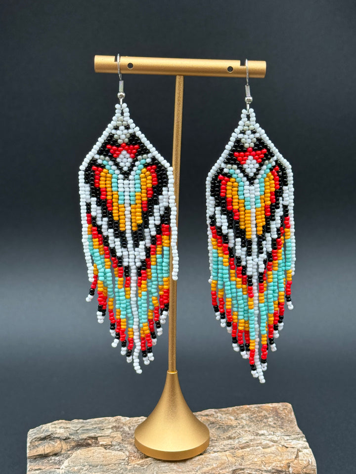 Handmade Bohemian Glass Beads Tassel Earrings - Multi-color