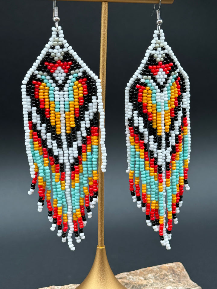 Handmade Bohemian Glass Beads Tassel Earrings - Multi-color