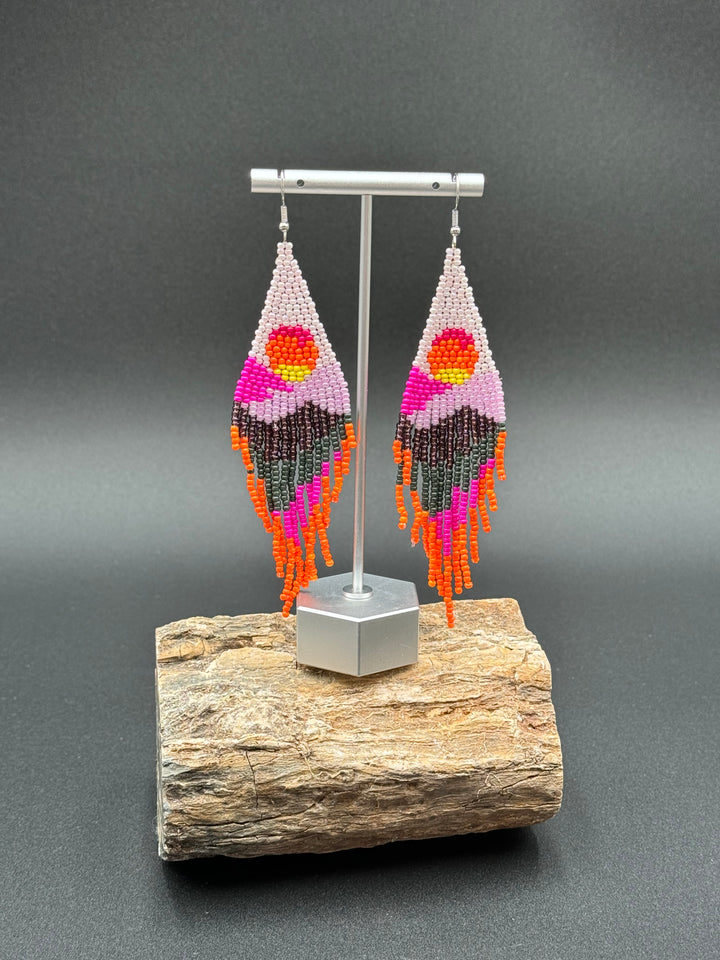 Handmade Bohemian Glass Beads Tassel Earrings - Hot air balloon